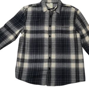 Plaid Long Sleeve Kids Shirt - Black and White